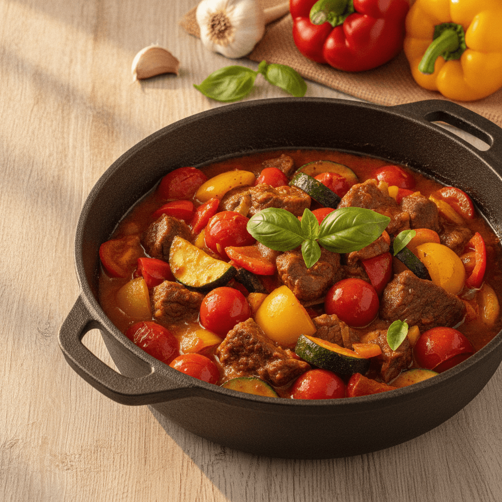 Spezzatino di Manzo con Peperoni e Zucchine