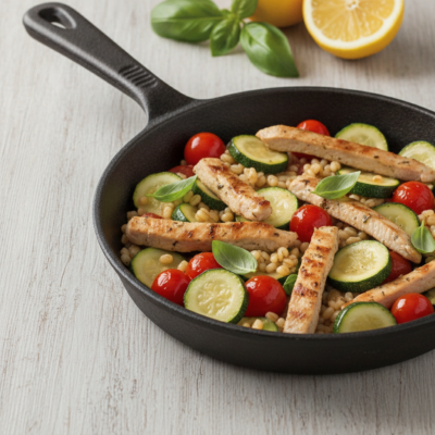 Tacchino alle Zucchine e Pomodorini con Orzo in Padella