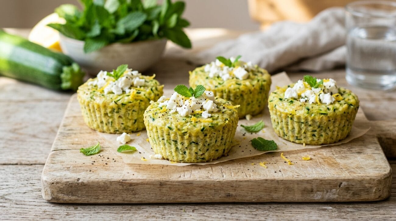 Tortini di Uova e Zucchine al Vapore con Menta e Feta
