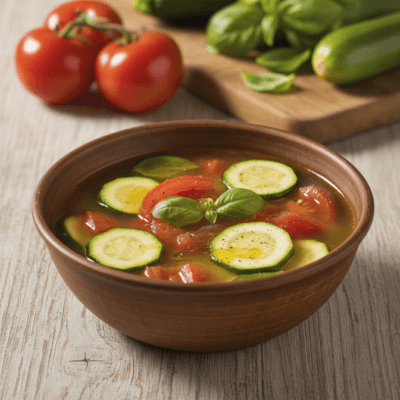 Zuppa Fredda di Pomodoro Zucchine e Basilico