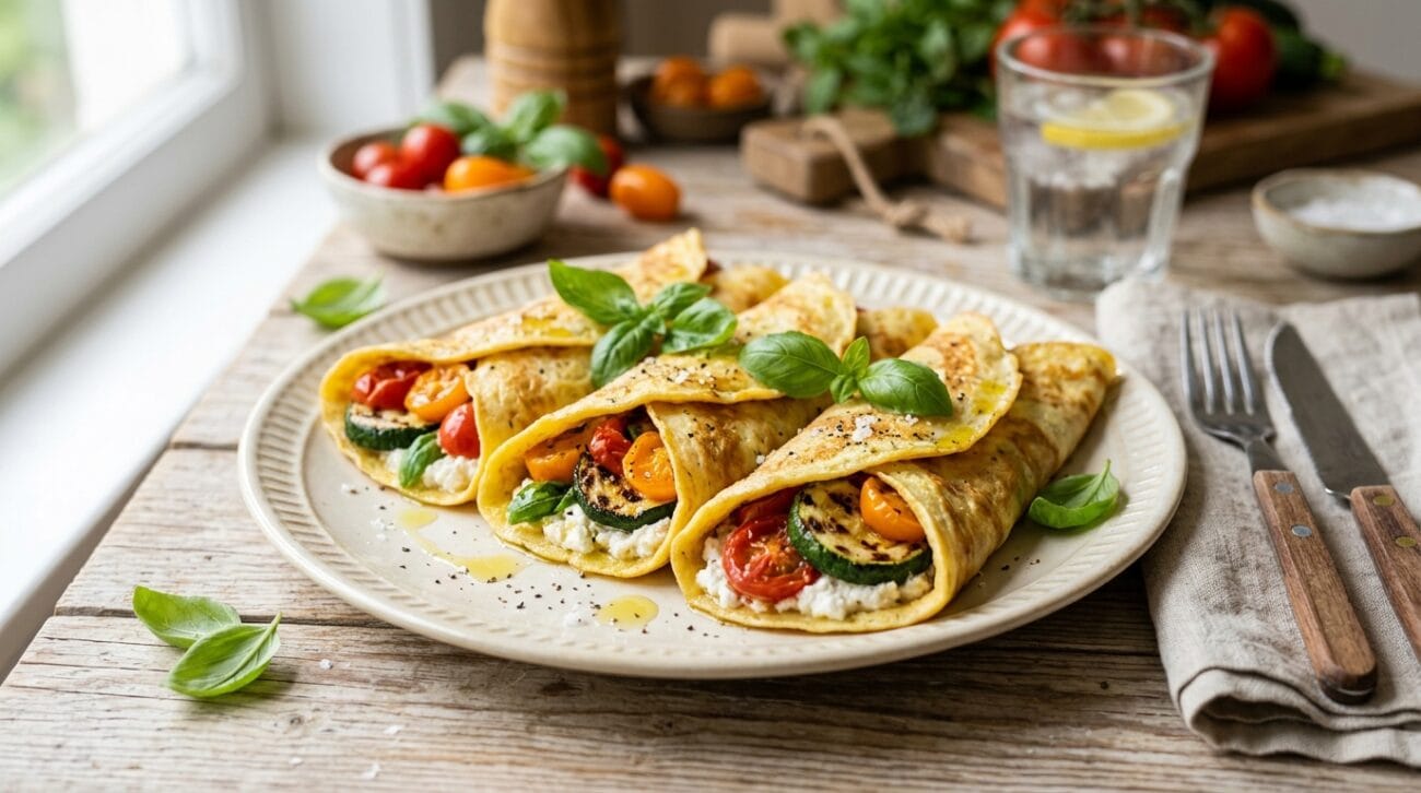 Crepes Proteiche Estive Con Uova Zucchine E Pomodorini