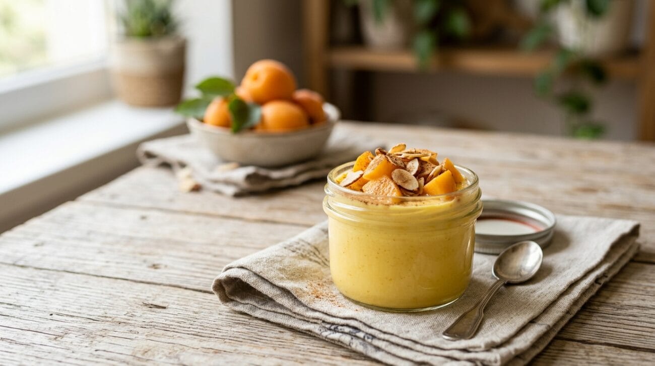 Flan Proteico al Vapore con Albicocche e Mandorle