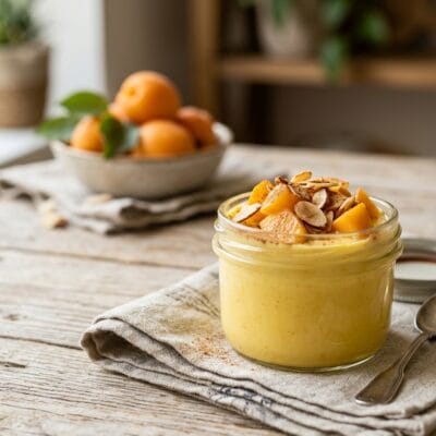 Flan Proteico al Vapore con Albicocche e Mandorle