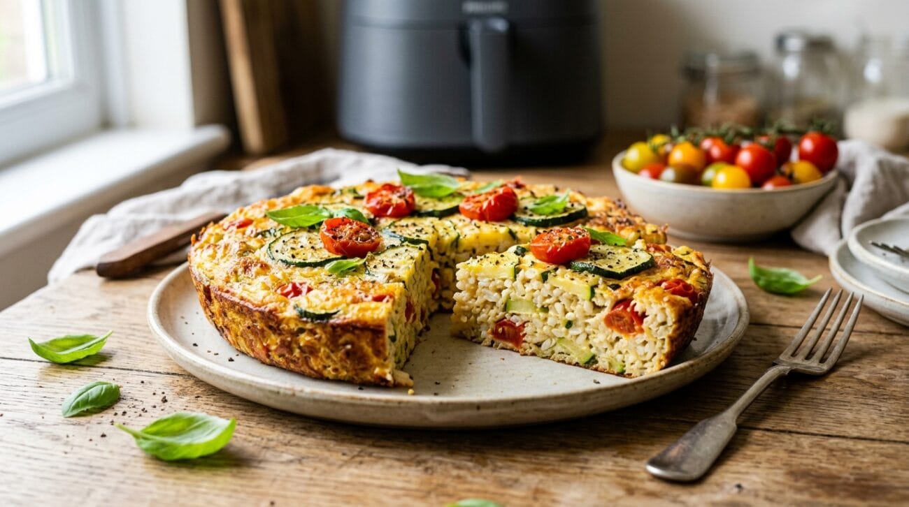 Frittata di Riso Basmati con Zucchine e Pomodorini in Friggitrice ad Aria