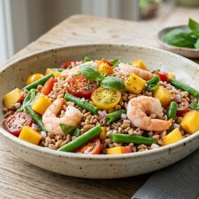 Insalata di Farro, Gamberi e Pesche: il Piatto Unico dell'Estate
