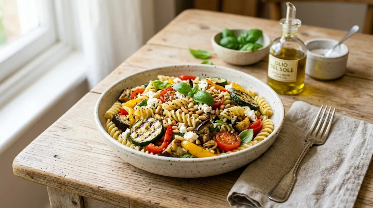 Insalata Di Pasta Fredda Con Verdure Grigliate E Feta