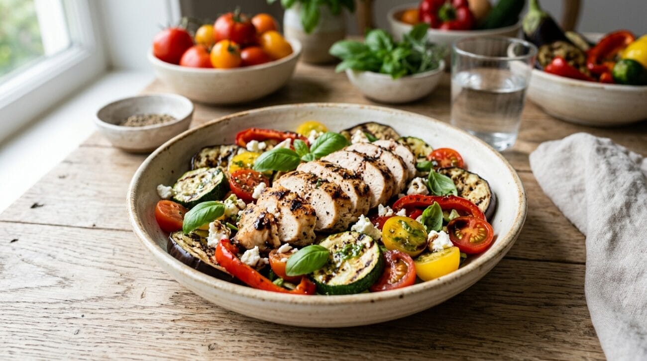 Insalata Tiepida Di Pollo Grigliato Con Verdure Estive