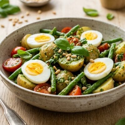 Pasta al Forno con Ricotta Fagiolini Menta e Mandorle
