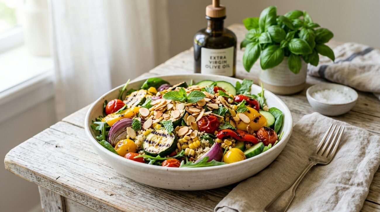 Insalata Tiepida di Verdure Grigliate Estive con Mandorle e Menta