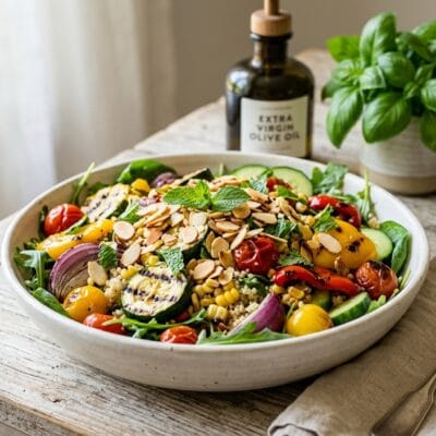 Insalata Tiepida di Verdure Grigliate Estive con Mandorle e Menta