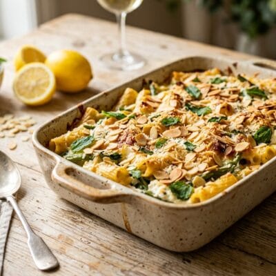 Pasta al Forno con Ricotta Fagiolini Menta e Mandorle