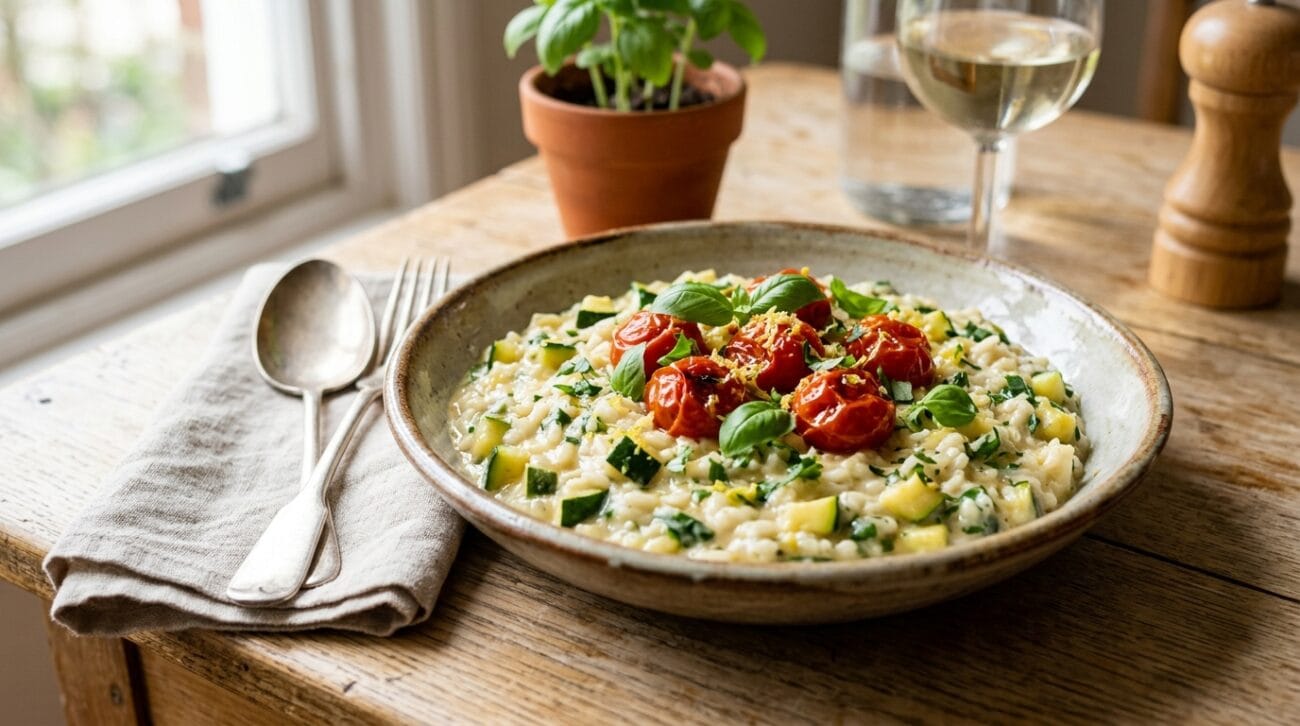 Risotto in Friggitrice ad Aria con Zucchine e Pomodorini Confit