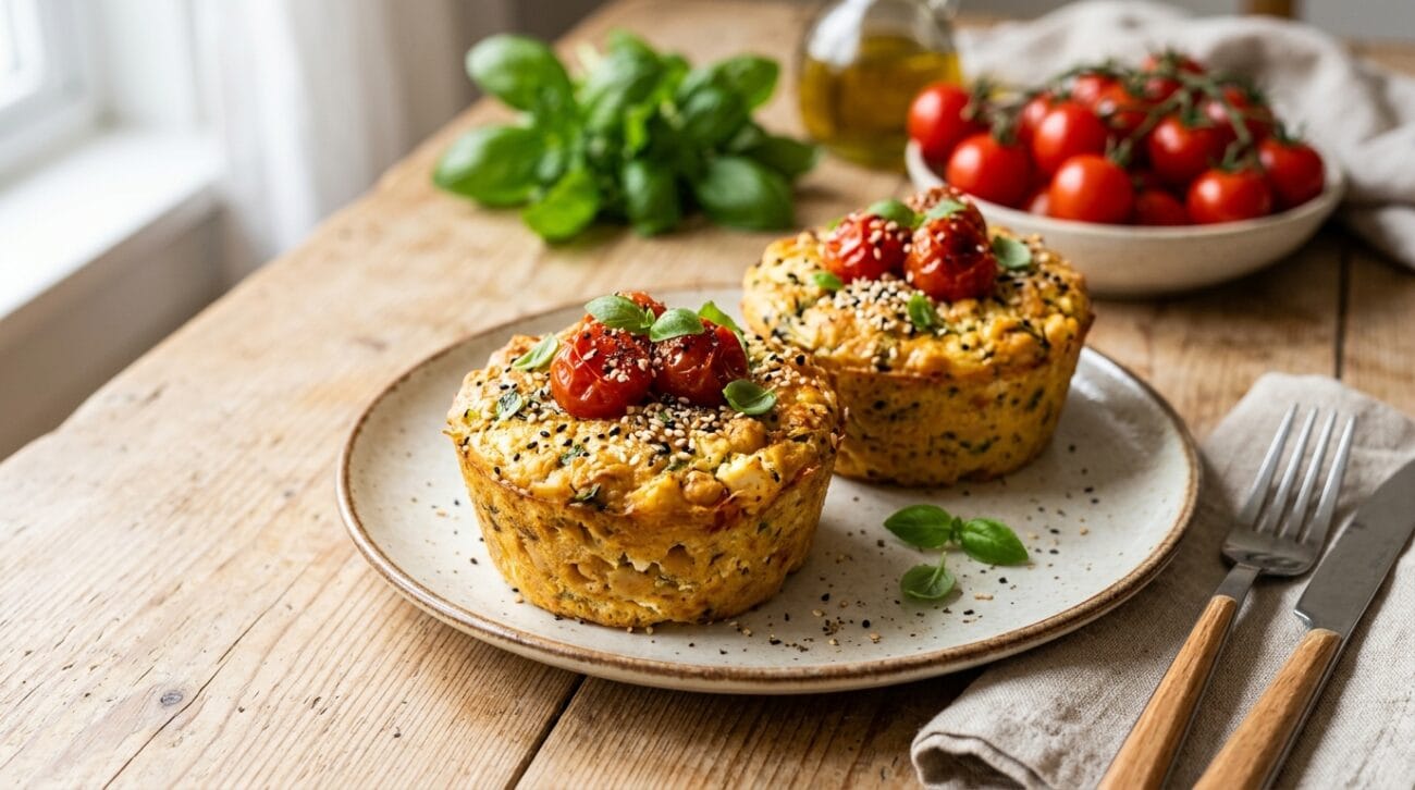 Sformatini di Ceci e Feta al Forno con Pomodorini Confit