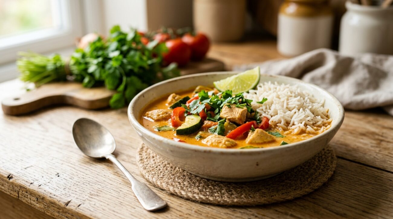 Zuppa Di Pollo Al Curry Con Cocco E Zucchine