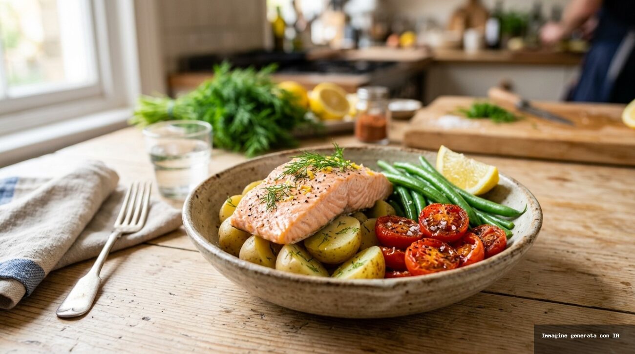 Bowl al Vapore con Salmone, Patate Novelle e Fagiolini
