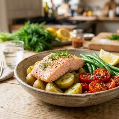 Bowl al Vapore con Salmone, Patate Novelle e Fagiolini
