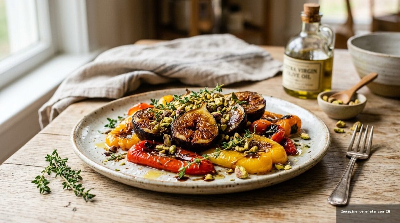 Fichi e Peperoni Arrosto con Granella di Pistacchi