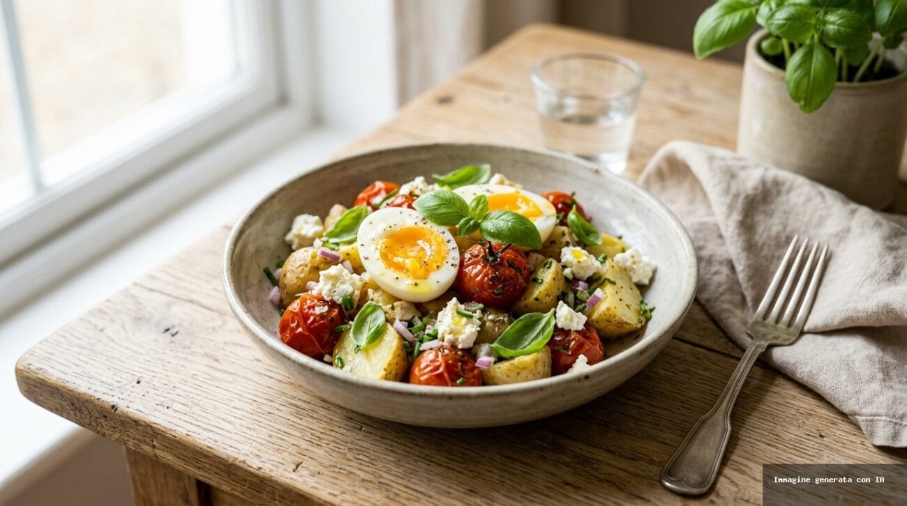 Insalata Affumicata di Uova, Patate Novelle e Pomodorini Confit