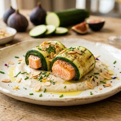 Torre di Verdure Estive al Vapore con Salsa al Basilico