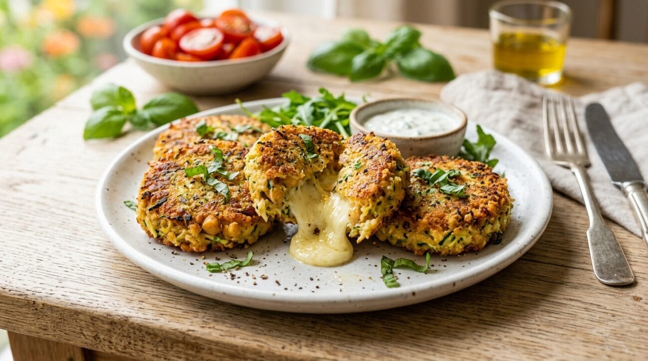 Medaglioni Di Ceci E Zucchine Con Cuore Di Feta Filante