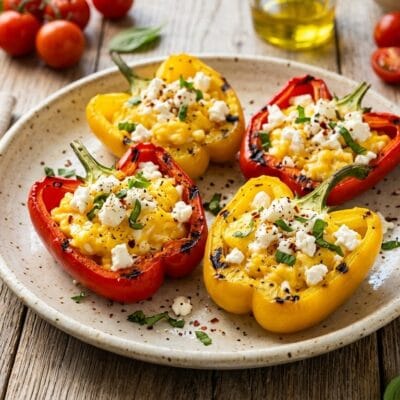Nidi Di Peperoni Grigliati Con Uovo E Feta