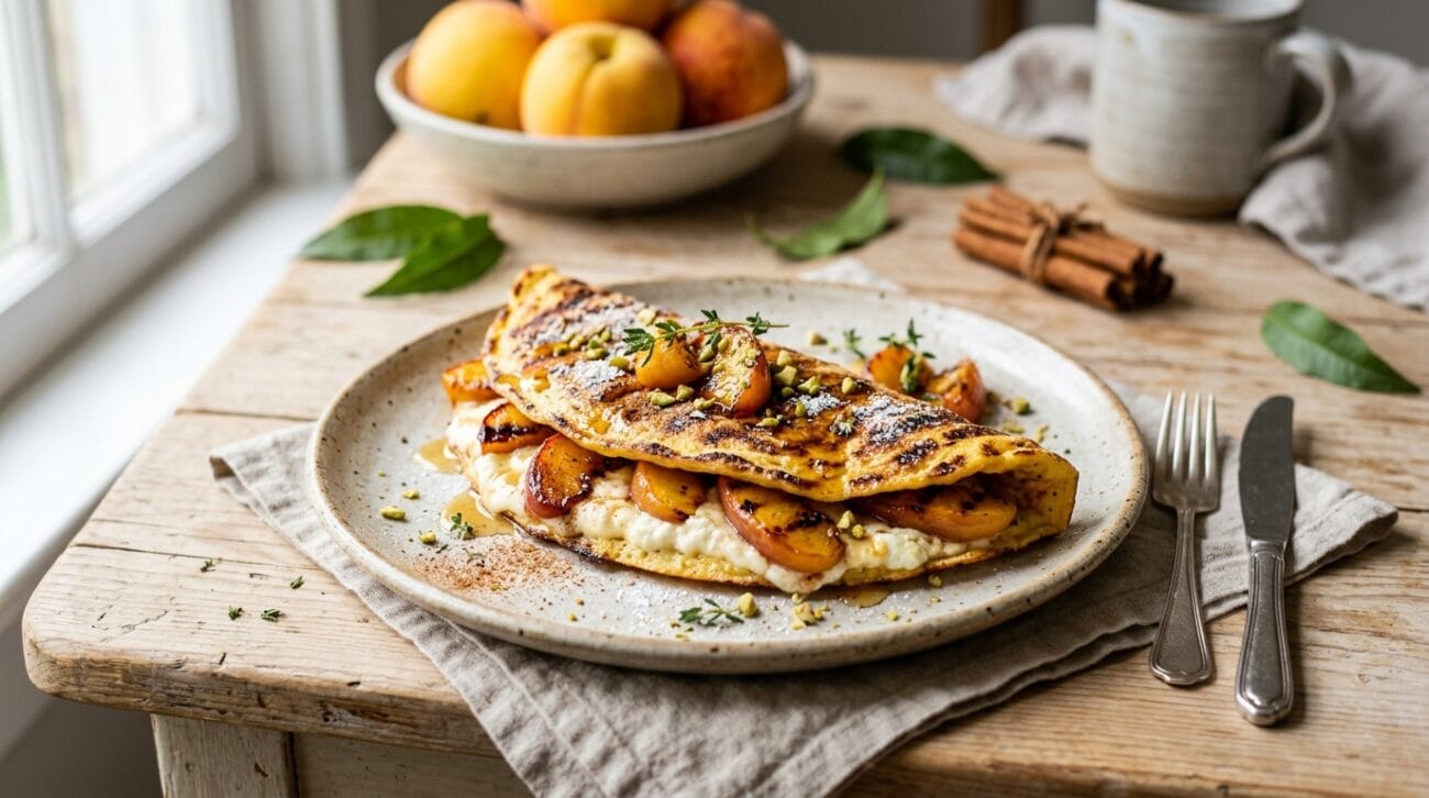 Omelette Dolce Grigliata Con Pesche E Ricotta