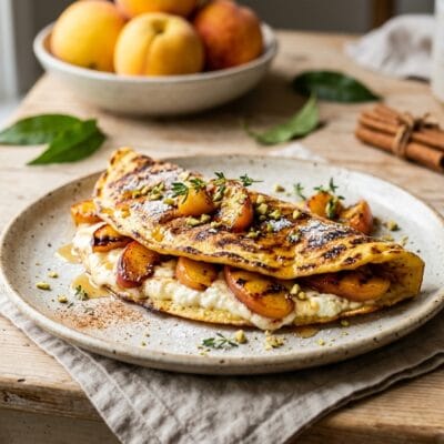 Omelette Dolce Grigliata Con Pesche E Ricotta