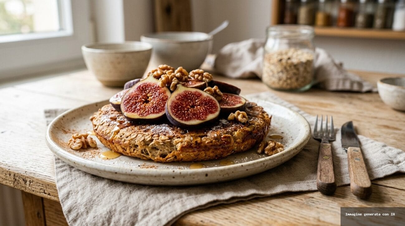 Pancake Gigante al Forno con Fichi e Ricotta