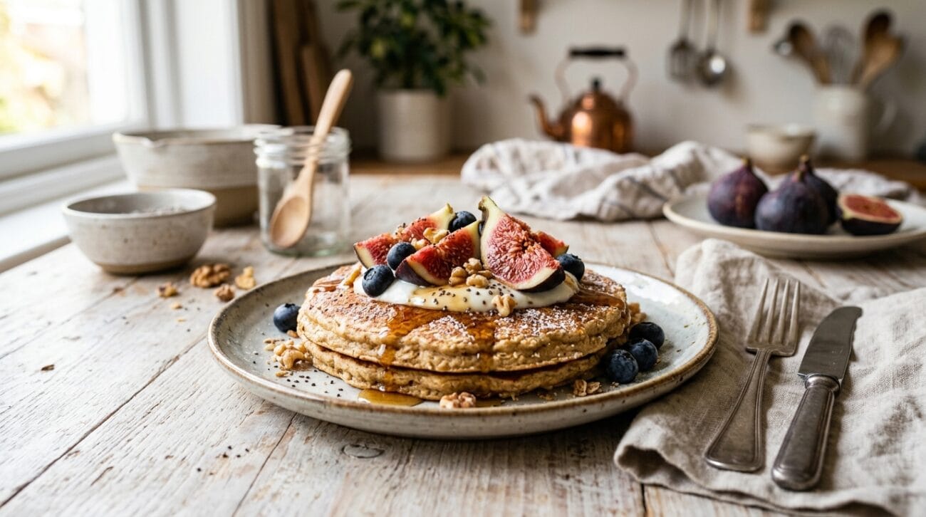 Pancake Proteici al Forno con Fichi e Ricotta