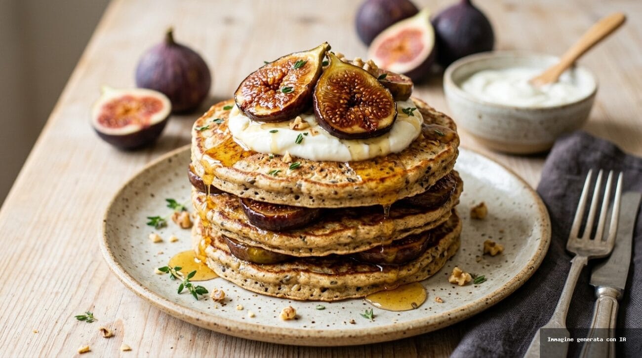 Pancake Proteici alla Griglia con Fichi Grigliati e Yogurt Greco