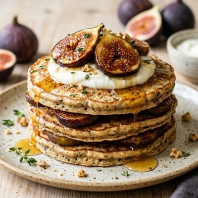 Pancake Proteici alla Griglia con Fichi Grigliati e Yogurt Greco