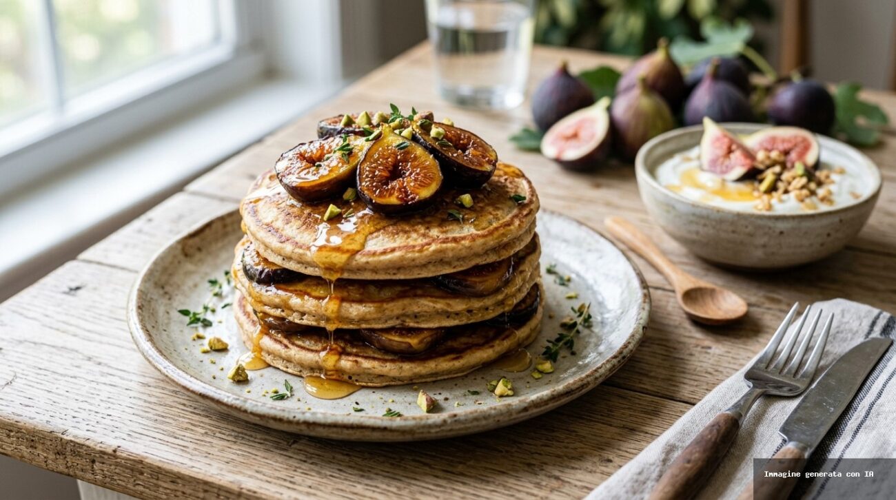 Pancake Proteici Allo Yogurt Greco Con Fichi Caramellati