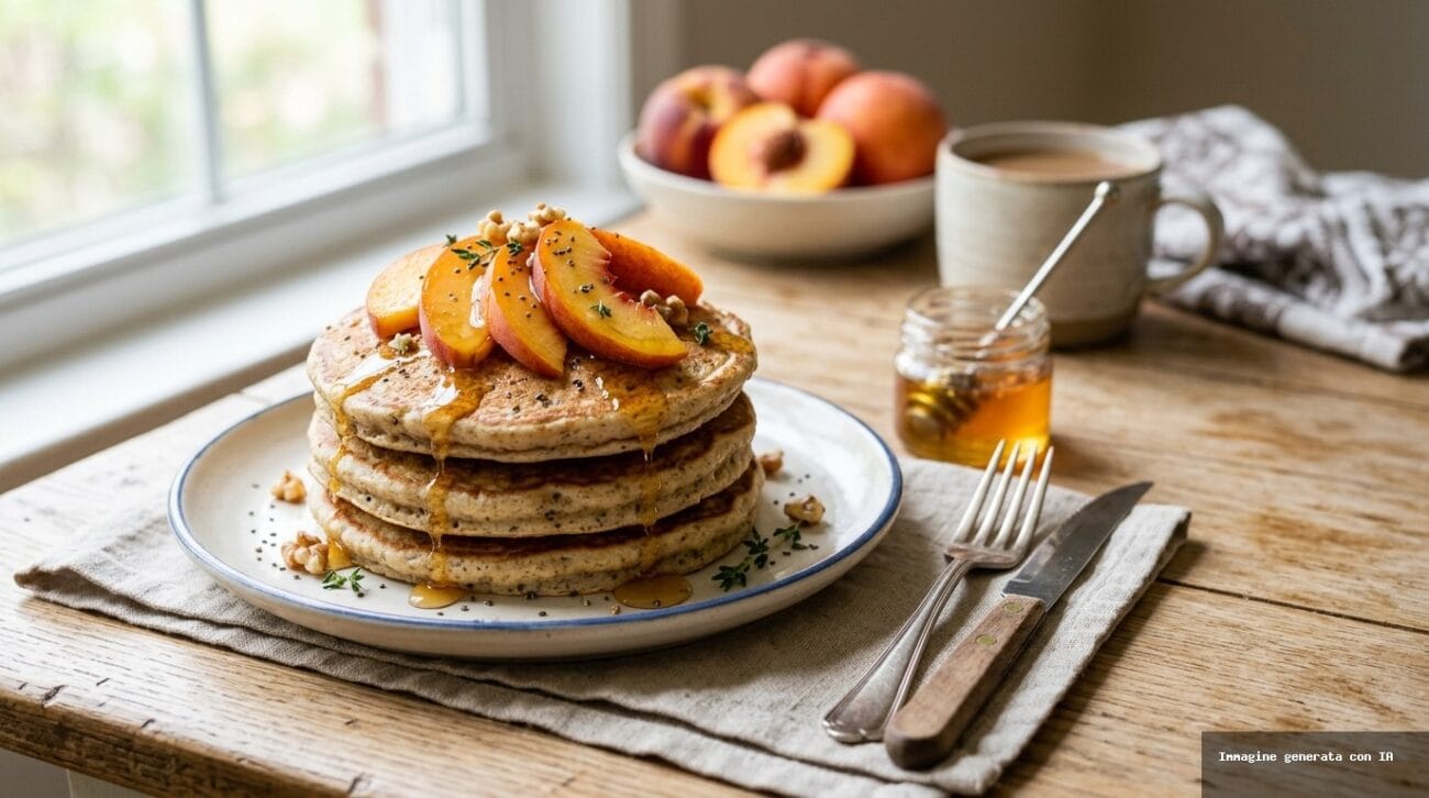 Pancake Proteici alle Pesche in Friggitrice ad Aria