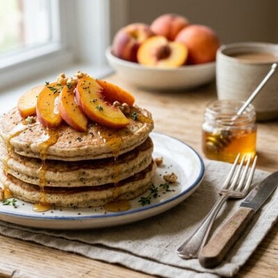 Pancake Proteici alle Pesche in Friggitrice ad Aria