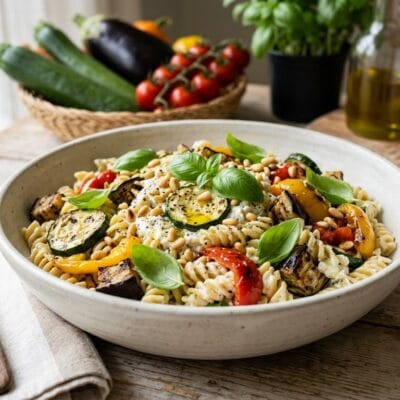 Pasta Fredda alla Griglia con Crema di Ricotta, Basilico e Verdure d'Estate
