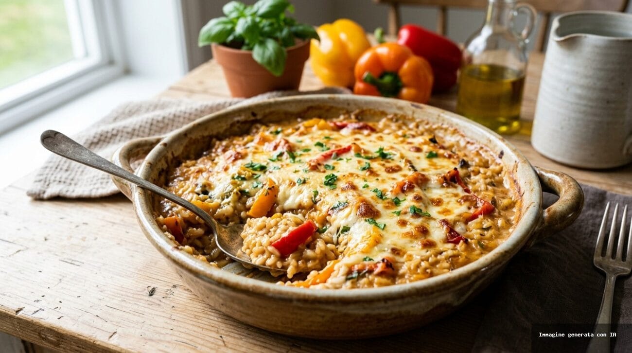 Risotto al Forno con Peperoni e Scamorza Affumicata