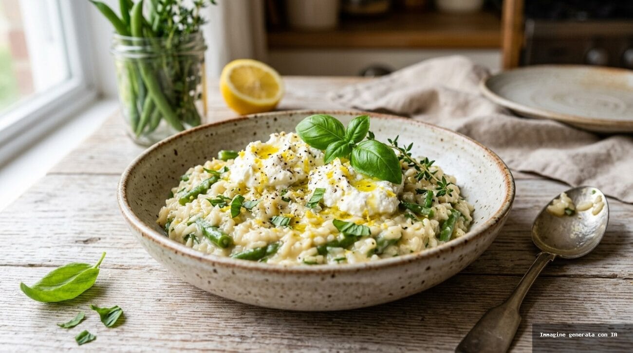 Risotto Fagiolini e Crema di Ricotta al Limone