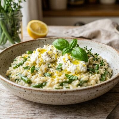 Risotto Fagiolini e Crema di Ricotta al Limone