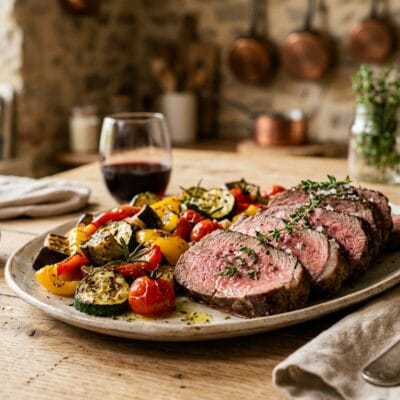 Roast Beef alle Erbe con Verdure d'Agosto al Forno