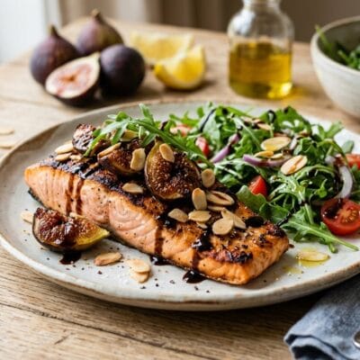 Salmone alla Griglia con Fichi Caramelizzati e Rucola