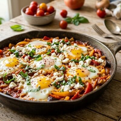 Shakshuka Express in Padella con Peperoni e Melanzane