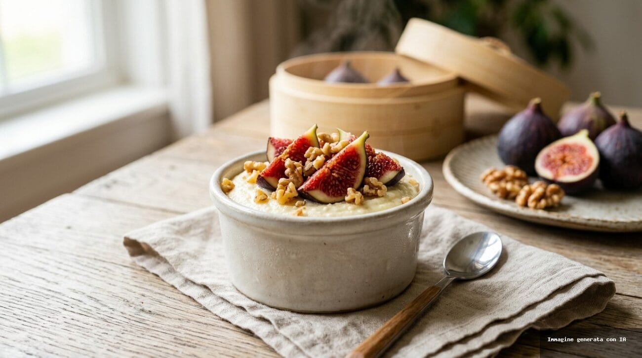 Budino Di Ricotta Al Vapore Con Fichi E Noci