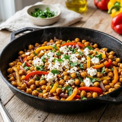 Ceci Croccanti in Padella con Peperoni e Feta