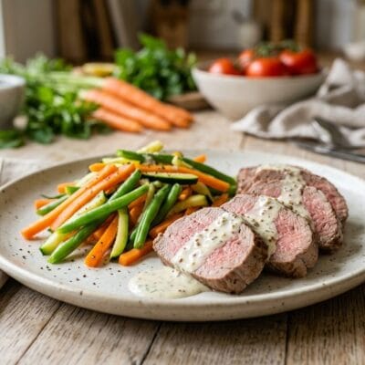 Filetto Di Manzo Al Vapore Con Verdure Di Settembre E Salsa Allo Yogurt