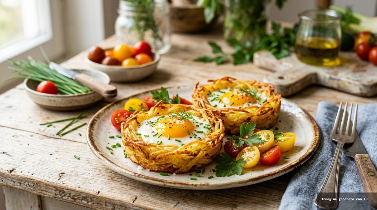Nidi di Patate e Uova in Friggitrice ad Aria