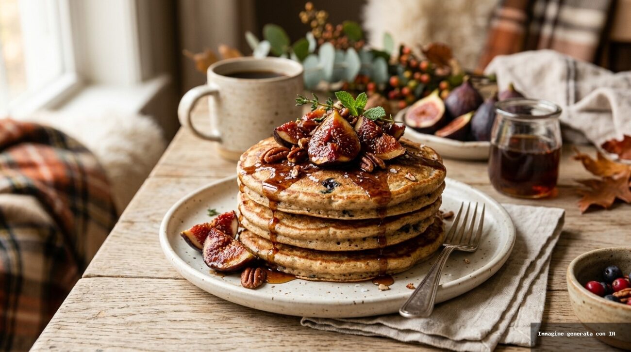 Pancake Proteici allo Yogurt Greco con Fichi Caramellati in Friggitrice ad Aria