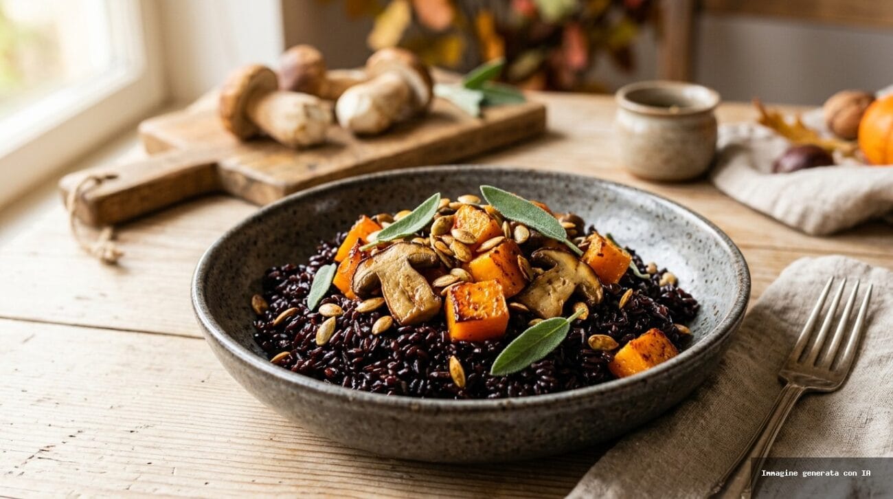 Riso Venere al Vapore con Zucca e Funghi Porcini