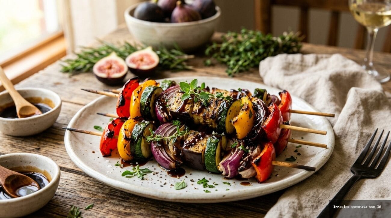 Spiedini di Verdure Grigliate con Glaze di Fichi e Balsamico
