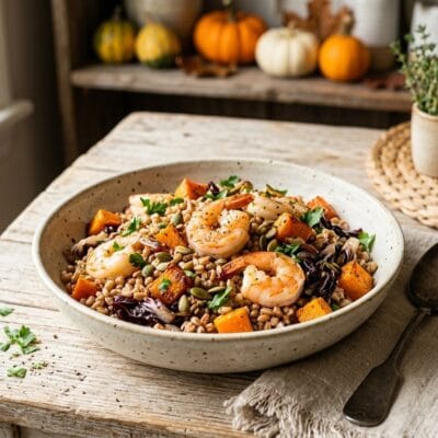 Vellutata di Zucca e Porri con Quenelle di Ricotta e Nocciole Tostate