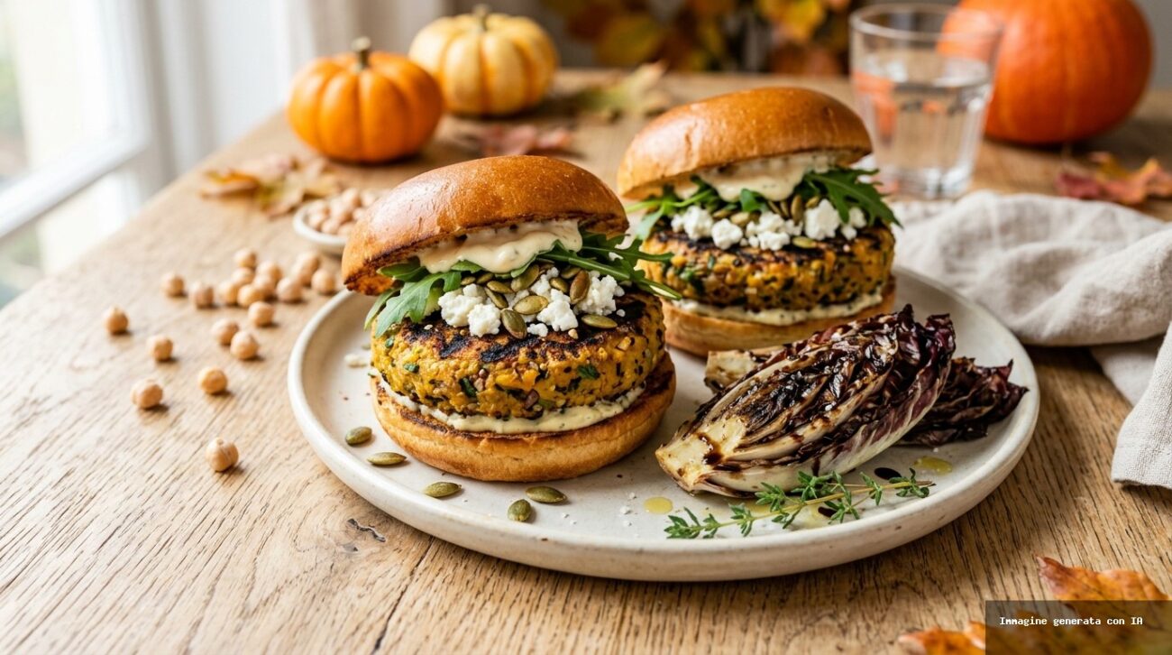 Burger Di Ceci E Zucca Alla Griglia Con Radicchio E Feta